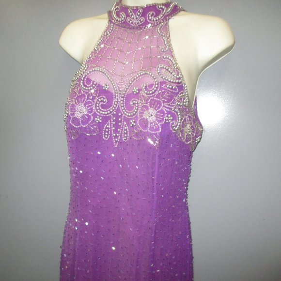Bella Diosa Collection Ballroom Dress Size 6 Purple/Silver Sequence Lined Dress - Picture 13 of 13